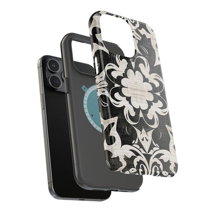 Damask Black & White Magnetic Impact Phone Case - DIGITAL X