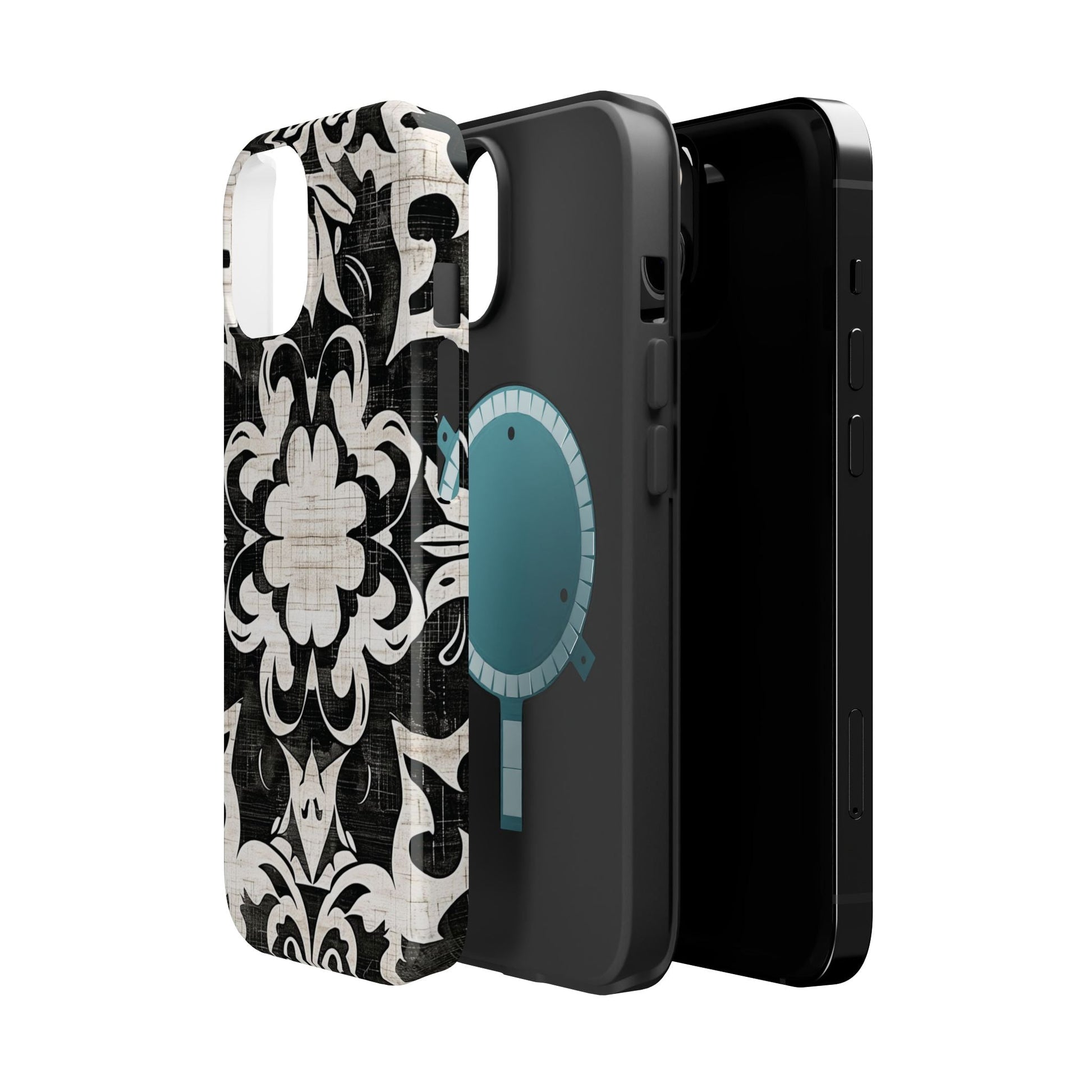 Damask Black & White Magnetic Impact Phone Case - DIGITAL X