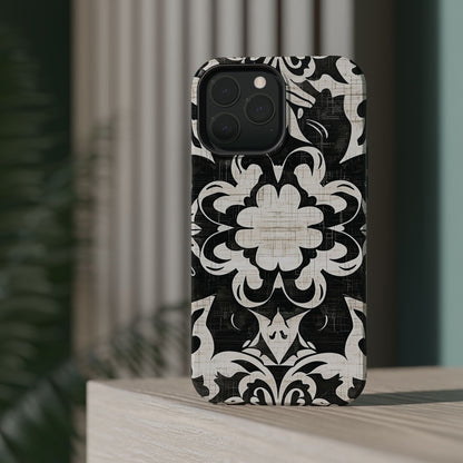 Damask Black & White Magnetic Impact Phone Case - DIGITAL X