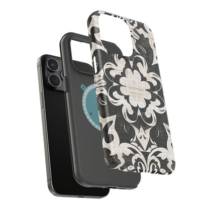 Damask Black & White Magnetic Impact Phone Case - DIGITAL X
