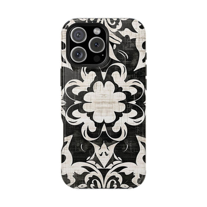 Damask Black & White Magnetic Impact Phone Case - DIGITAL X