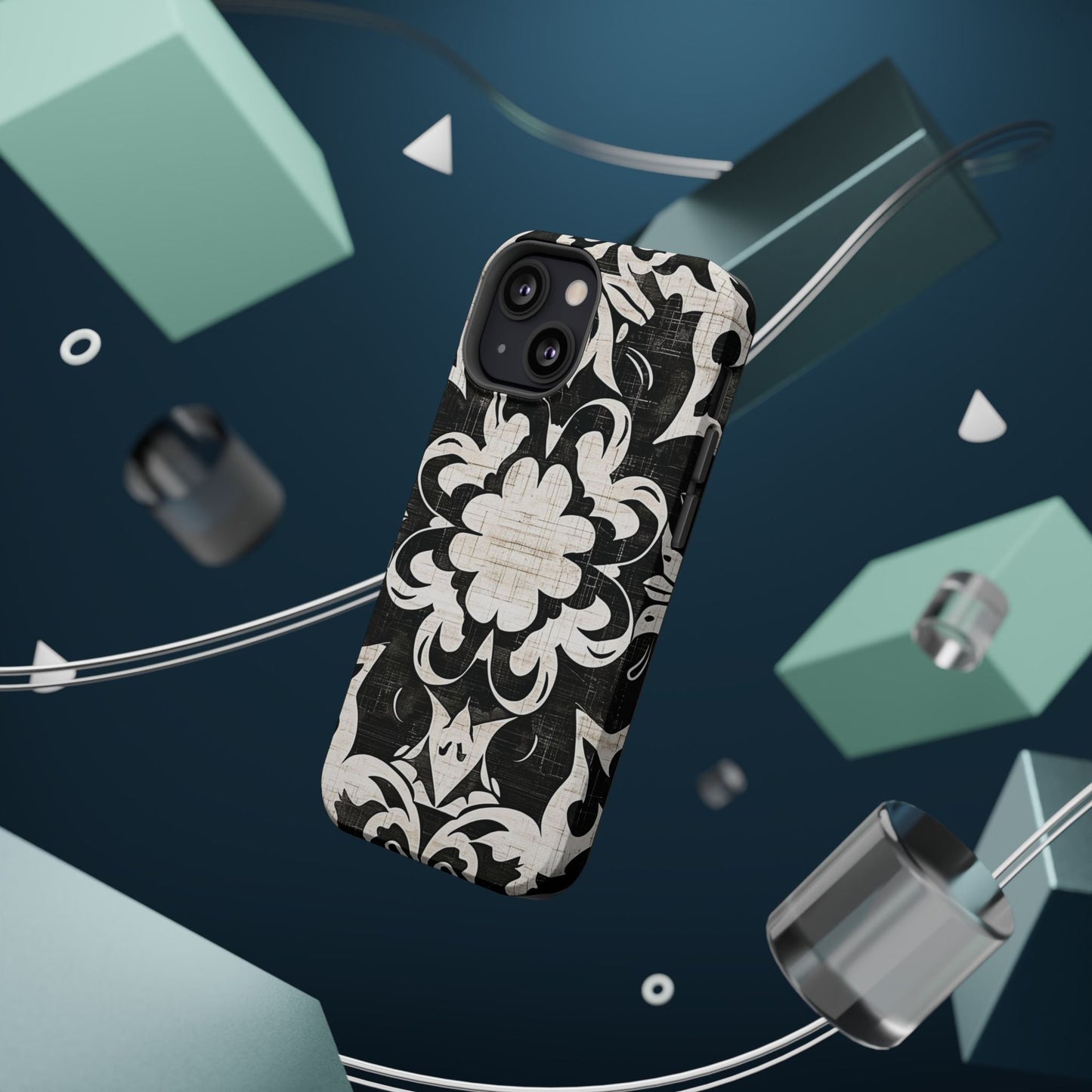 Damask Black & White Magnetic Impact Phone Case - DIGITAL X