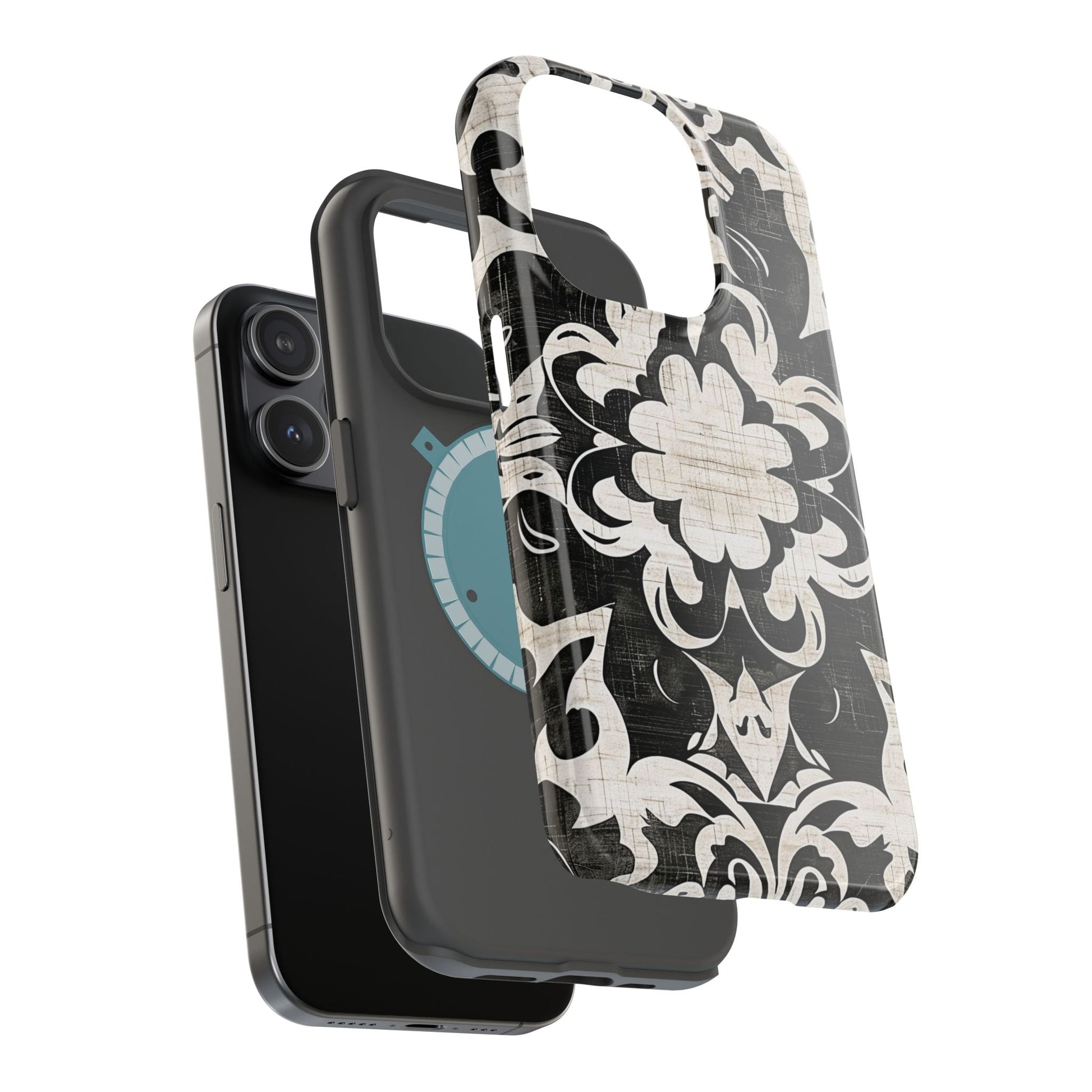 Damask Black & White Magnetic Impact Phone Case - DIGITAL X