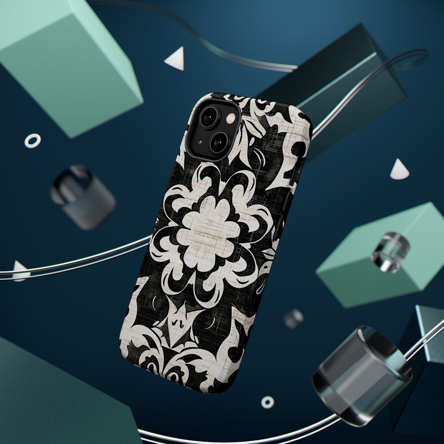 Damask Black & White Magnetic Impact Phone Case - DIGITAL X