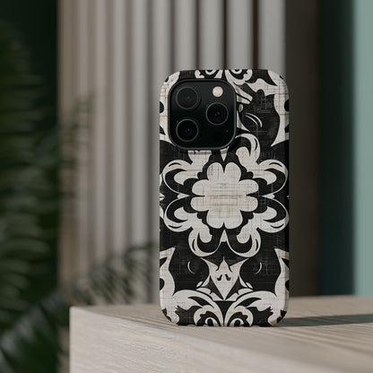 Damask Black & White Magnetic Impact Phone Case - DIGITAL X