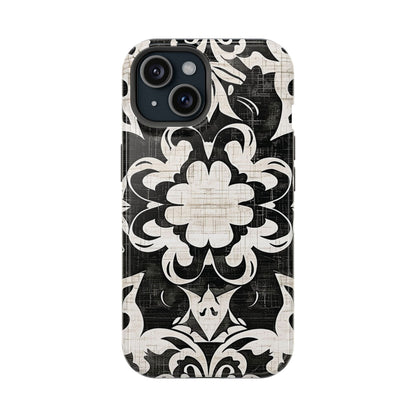 Damask Black & White Magnetic Impact Phone Case - DIGITAL X