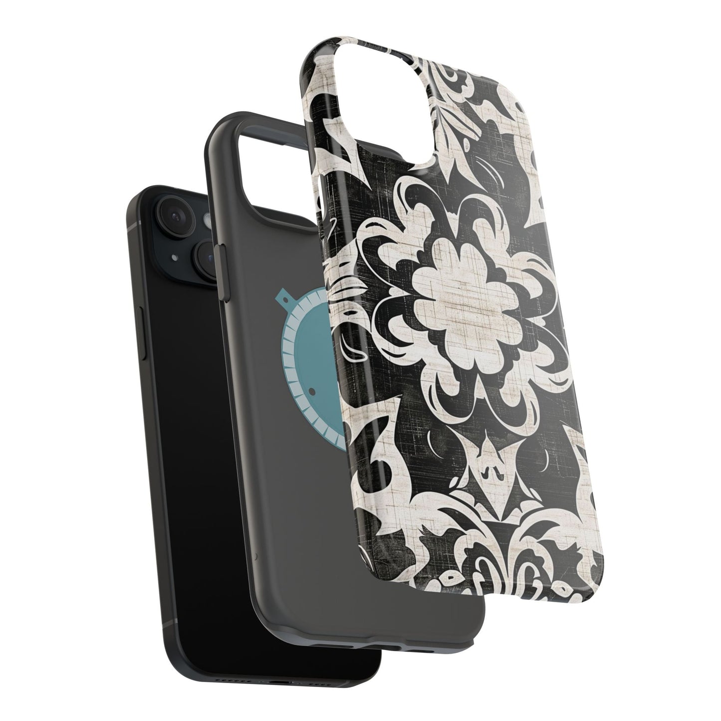 Damask Black & White Magnetic Impact Phone Case - DIGITAL X