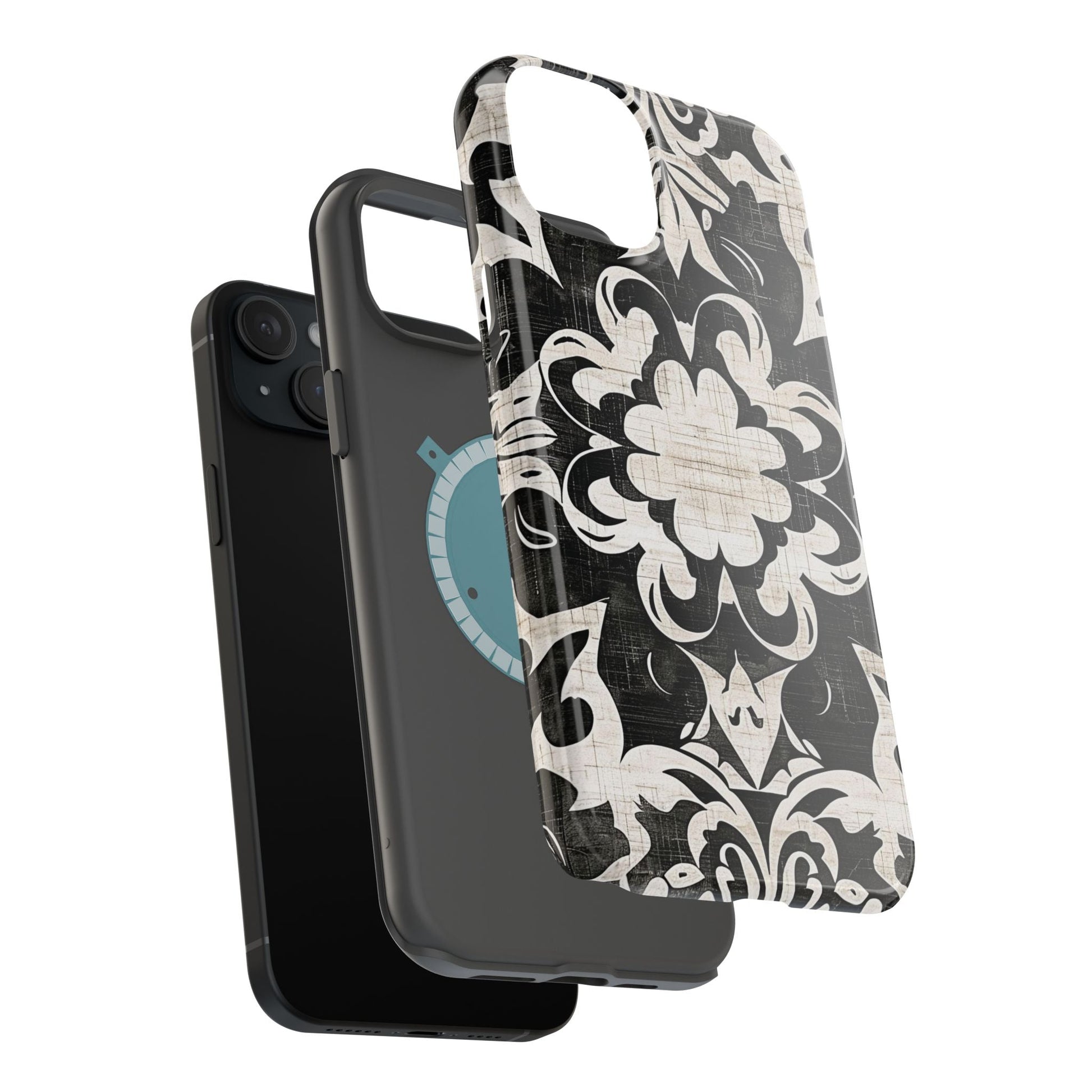 Damask Black & White Magnetic Impact Phone Case - DIGITAL X