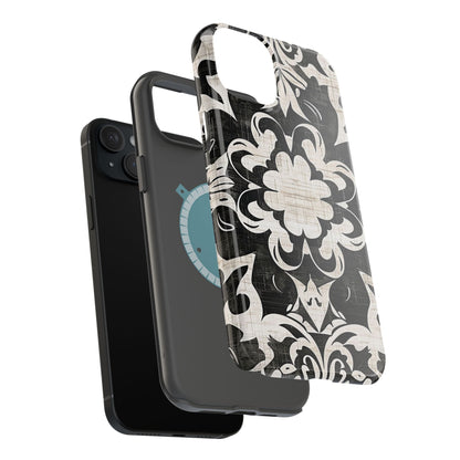Damask Black & White Magnetic Impact Phone Case - DIGITAL X
