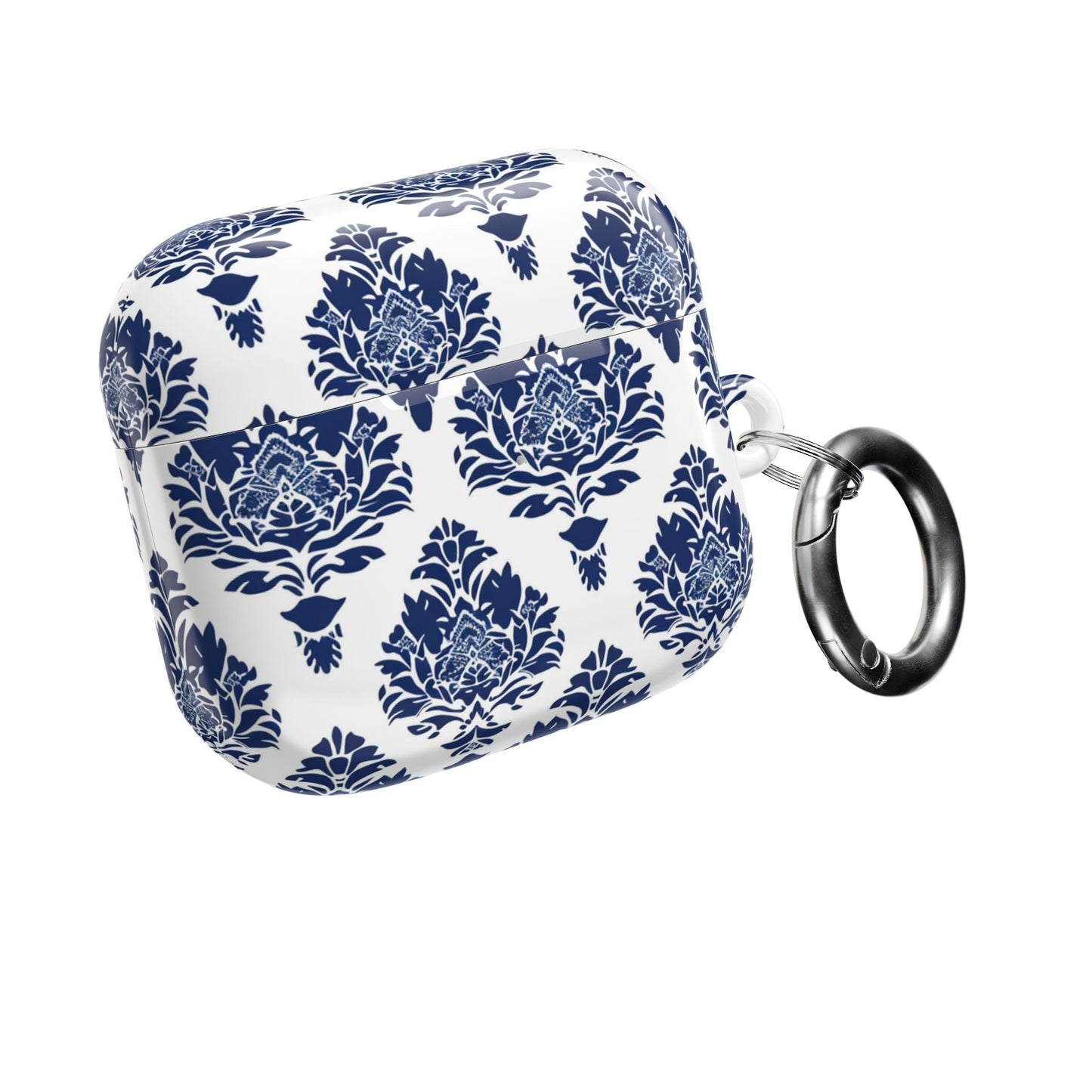 Damask Blue AirPod Case — Elegant Navy Floral Protective Cover - DIGITAL X
