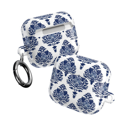 Damask Blue AirPod Case — Elegant Navy Floral Protective Cover - DIGITAL X