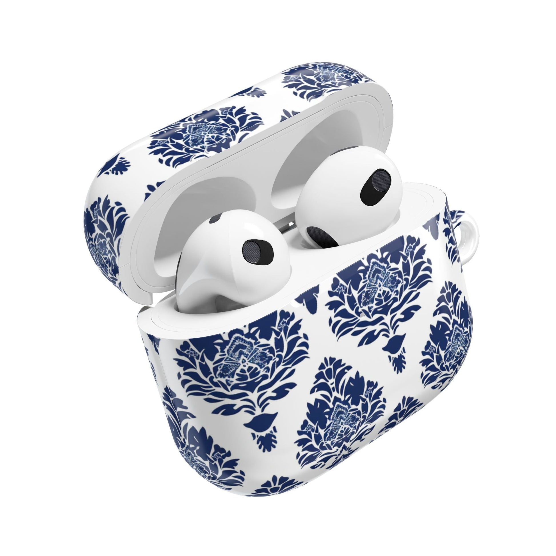 Damask Blue AirPod Case — Elegant Navy Floral Protective Cover - DIGITAL X
