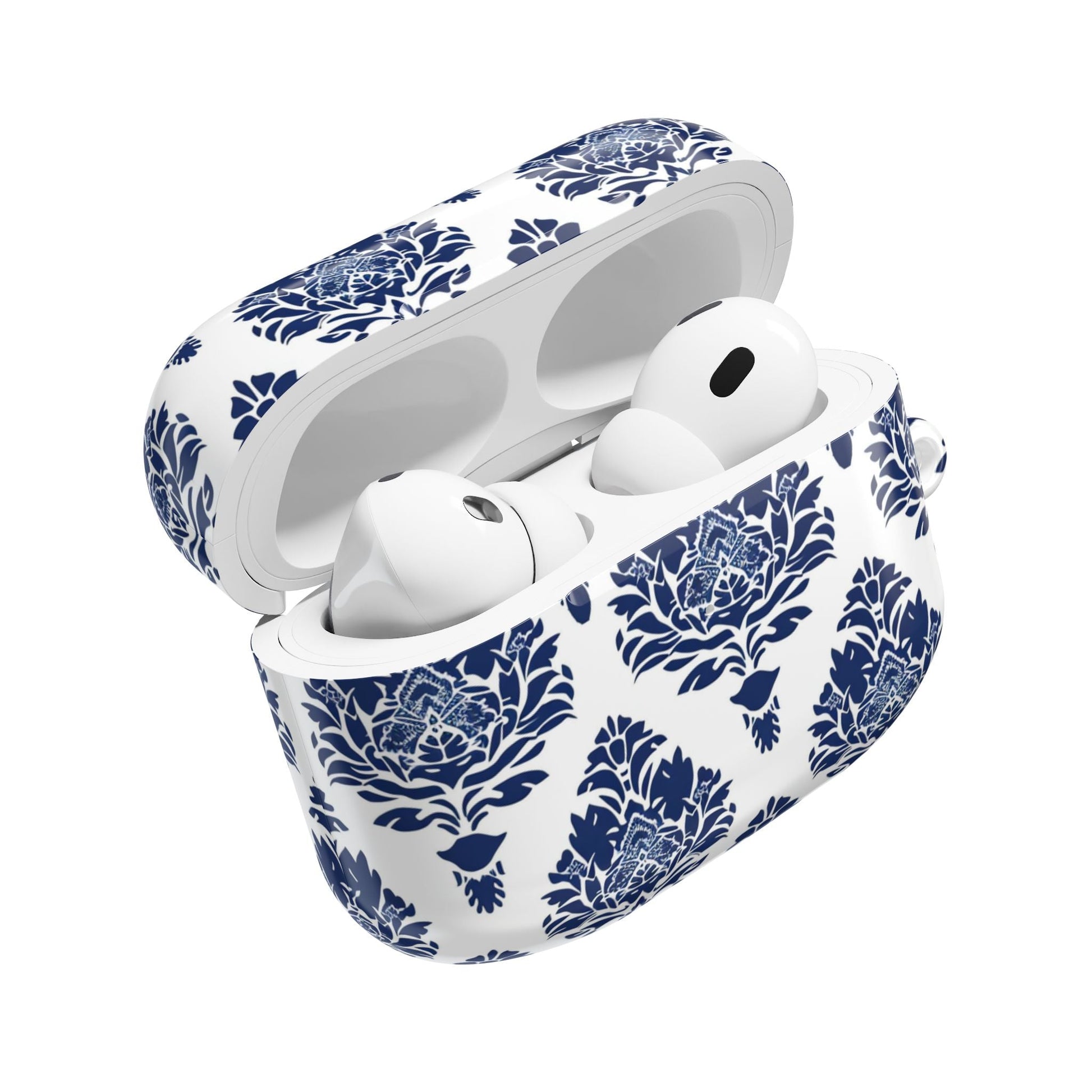 Damask Blue AirPod Case — Elegant Navy Floral Protective Cover - DIGITAL X