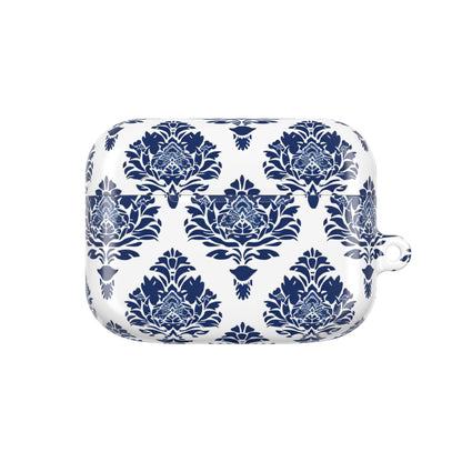 Damask Blue AirPod Case — Elegant Navy Floral Protective Cover - DIGITAL X