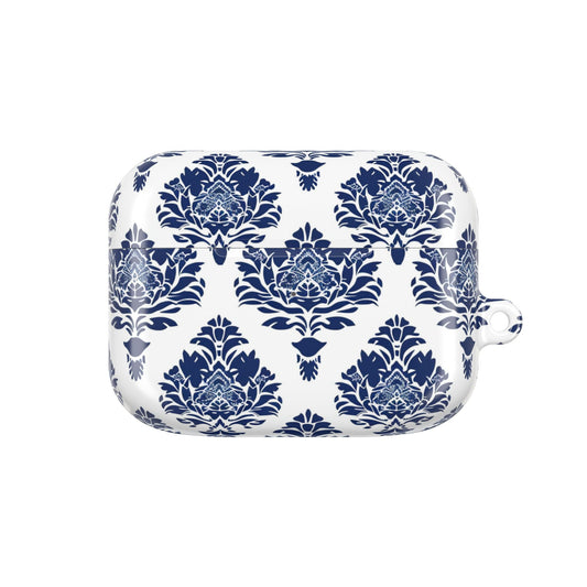 Damask Blue AirPod Case — Elegant Navy Floral Protective Cover - DIGITAL X