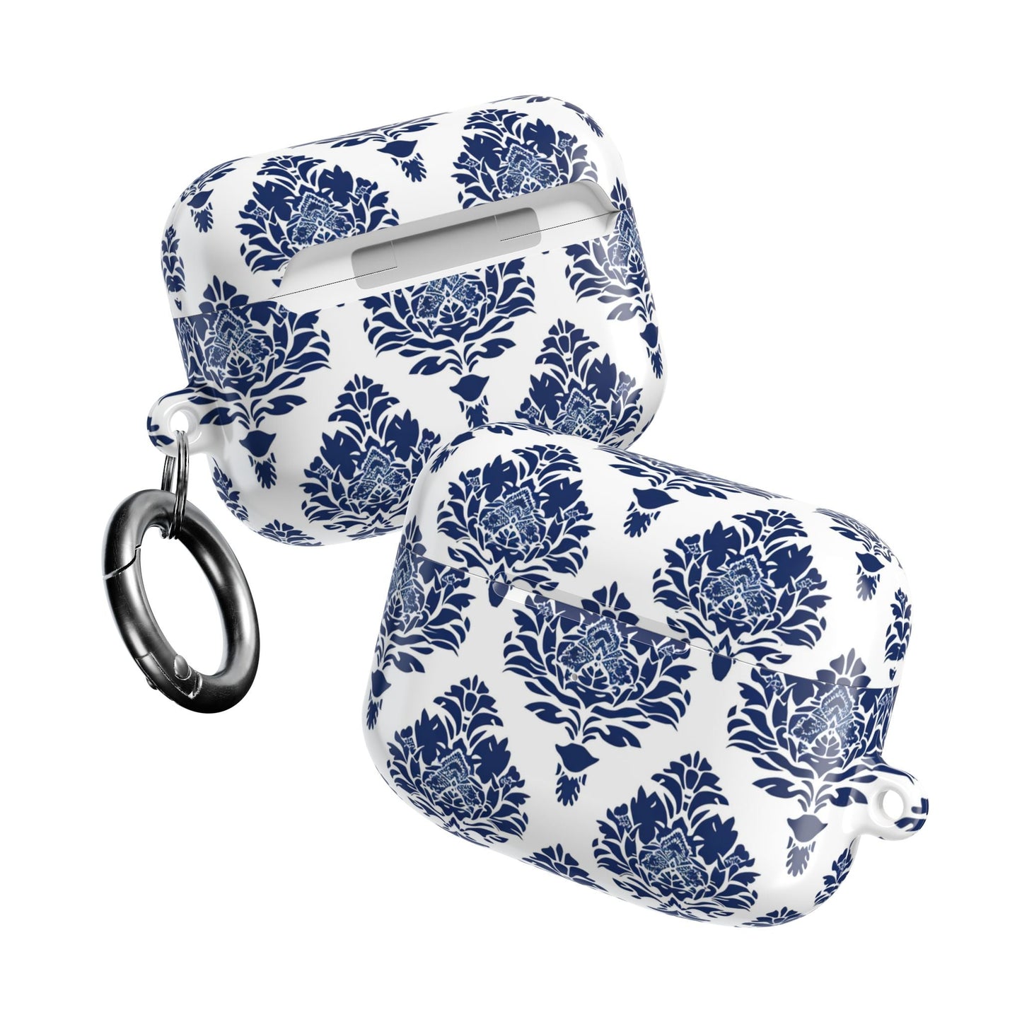 Damask Blue AirPod Case — Elegant Navy Floral Protective Cover - DIGITAL X