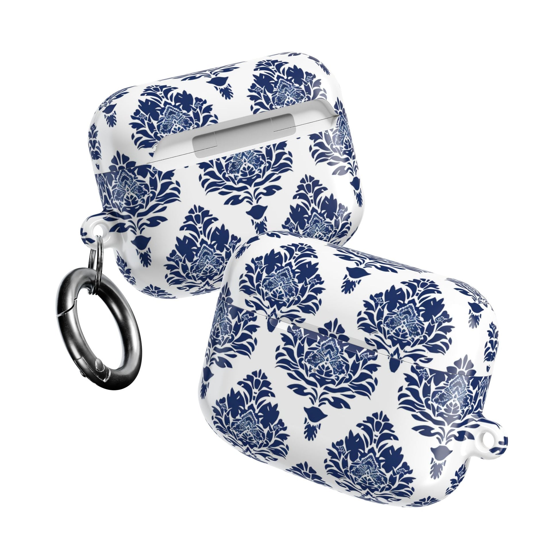 Damask Blue AirPod Case — Elegant Navy Floral Protective Cover - DIGITAL X