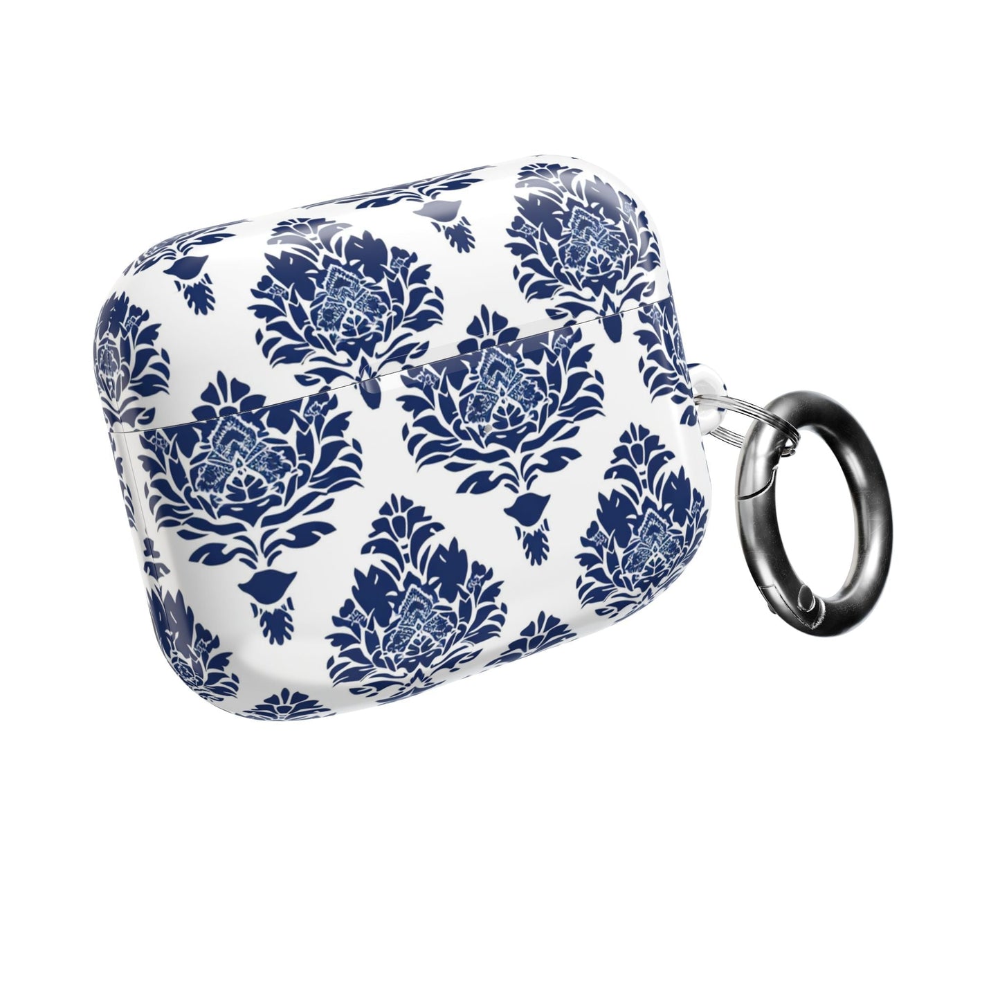 Damask Blue AirPod Case — Elegant Navy Floral Protective Cover - DIGITAL X