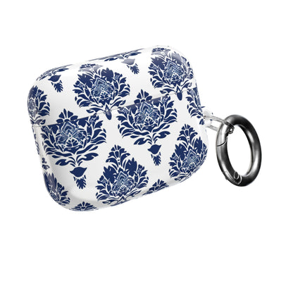 Damask Blue AirPod Case — Elegant Navy Floral Protective Cover - DIGITAL X