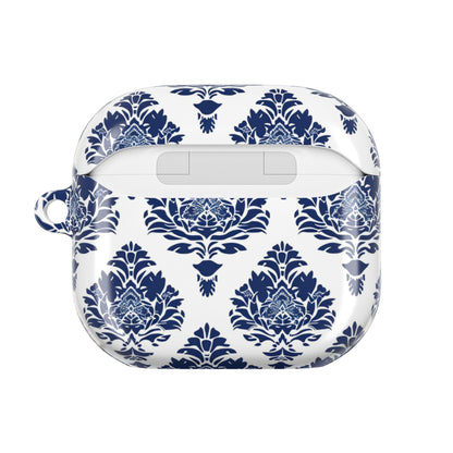 Damask Blue AirPod Case — Elegant Navy Floral Protective Cover - DIGITAL X