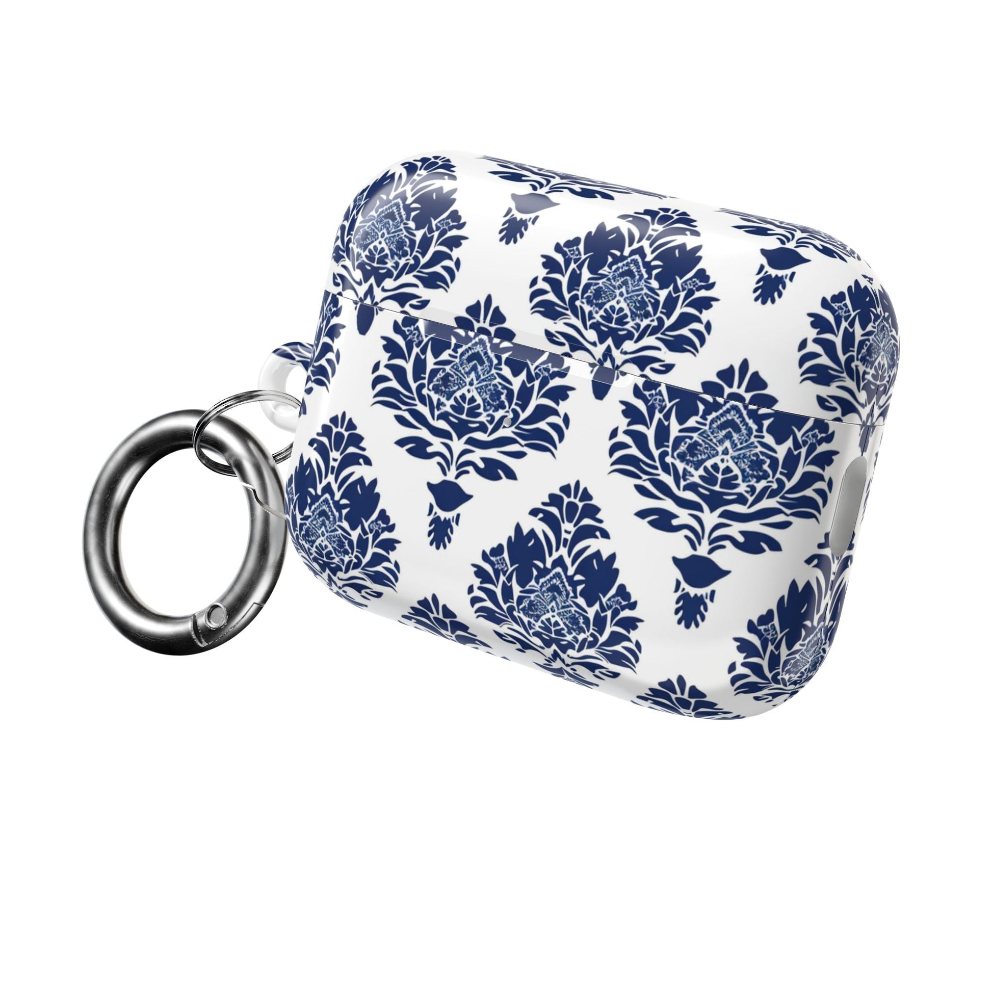 Damask Blue AirPod Case — Elegant Navy Floral Protective Cover - DIGITAL X
