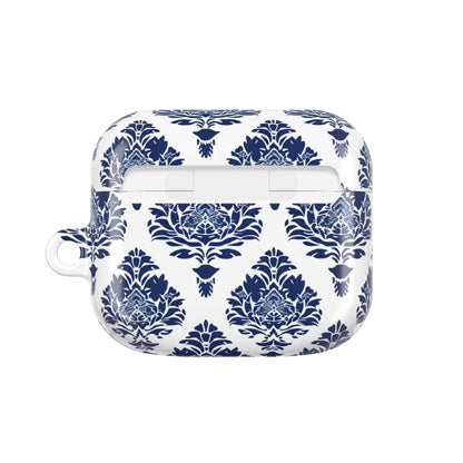 Damask Blue AirPod Case — Elegant Navy Floral Protective Cover - DIGITAL X