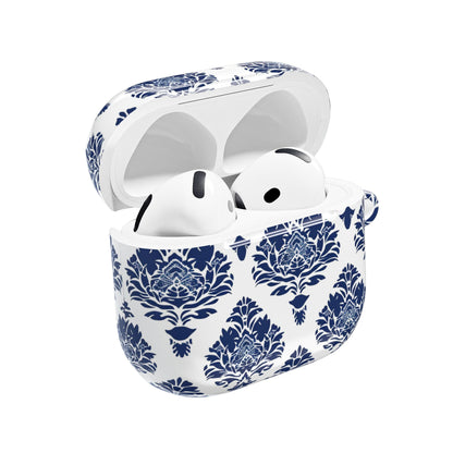 Damask Blue AirPod Case — Elegant Navy Floral Protective Cover - DIGITAL X