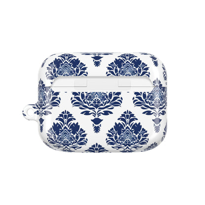 Damask Blue AirPod Case — Elegant Navy Floral Protective Cover - DIGITAL X