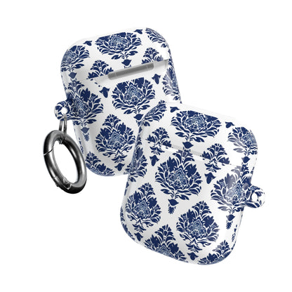 Damask Blue AirPod Case — Elegant Navy Floral Protective Cover - DIGITAL X