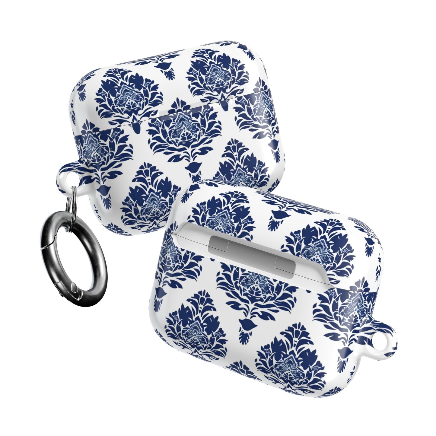 Damask Blue AirPod Case — Elegant Navy Floral Protective Cover - DIGITAL X