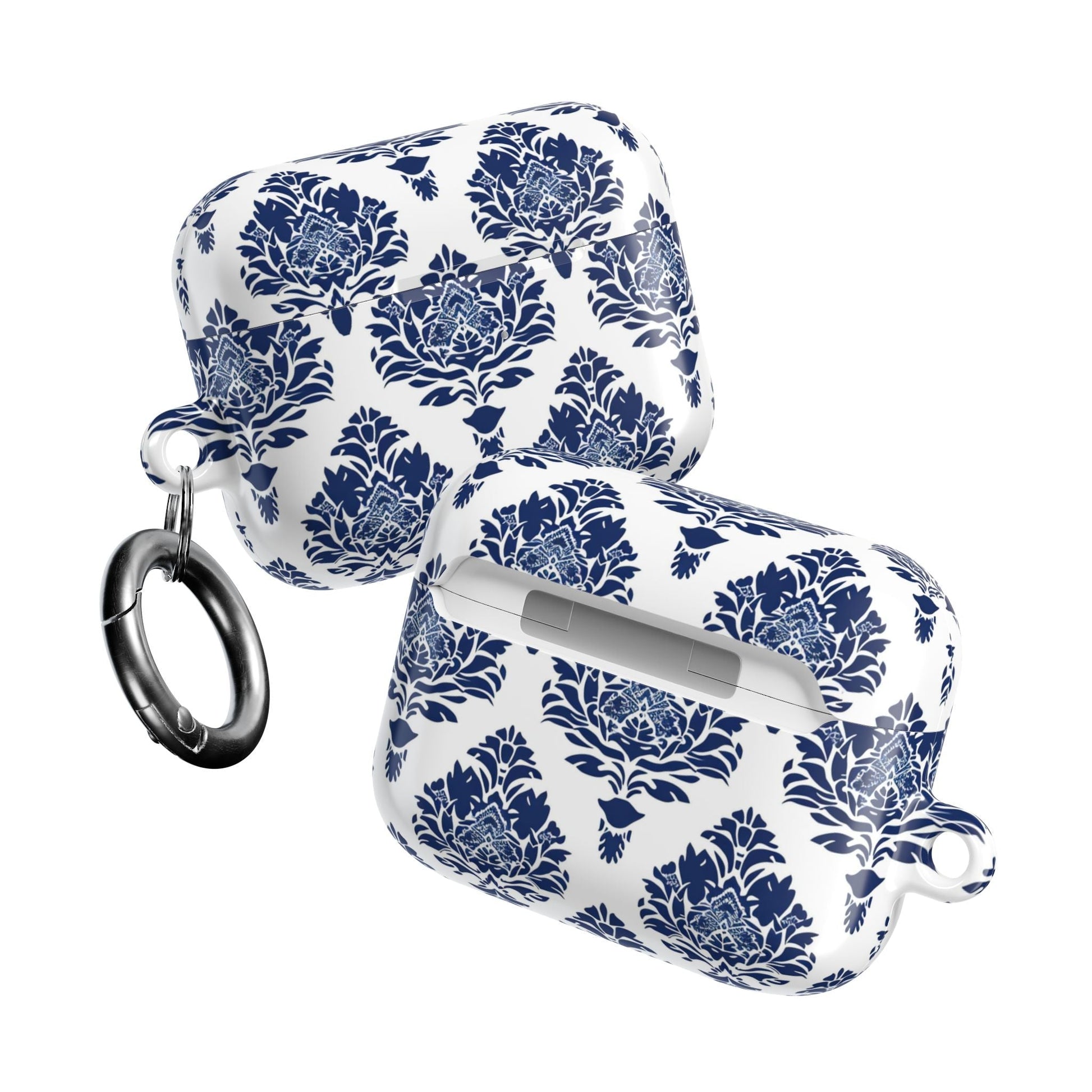 Damask Blue AirPod Case — Elegant Navy Floral Protective Cover - DIGITAL X