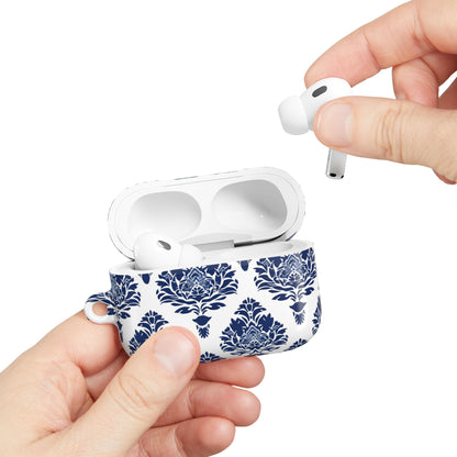 Damask Blue AirPod Case — Elegant Navy Floral Protective Cover - DIGITAL X