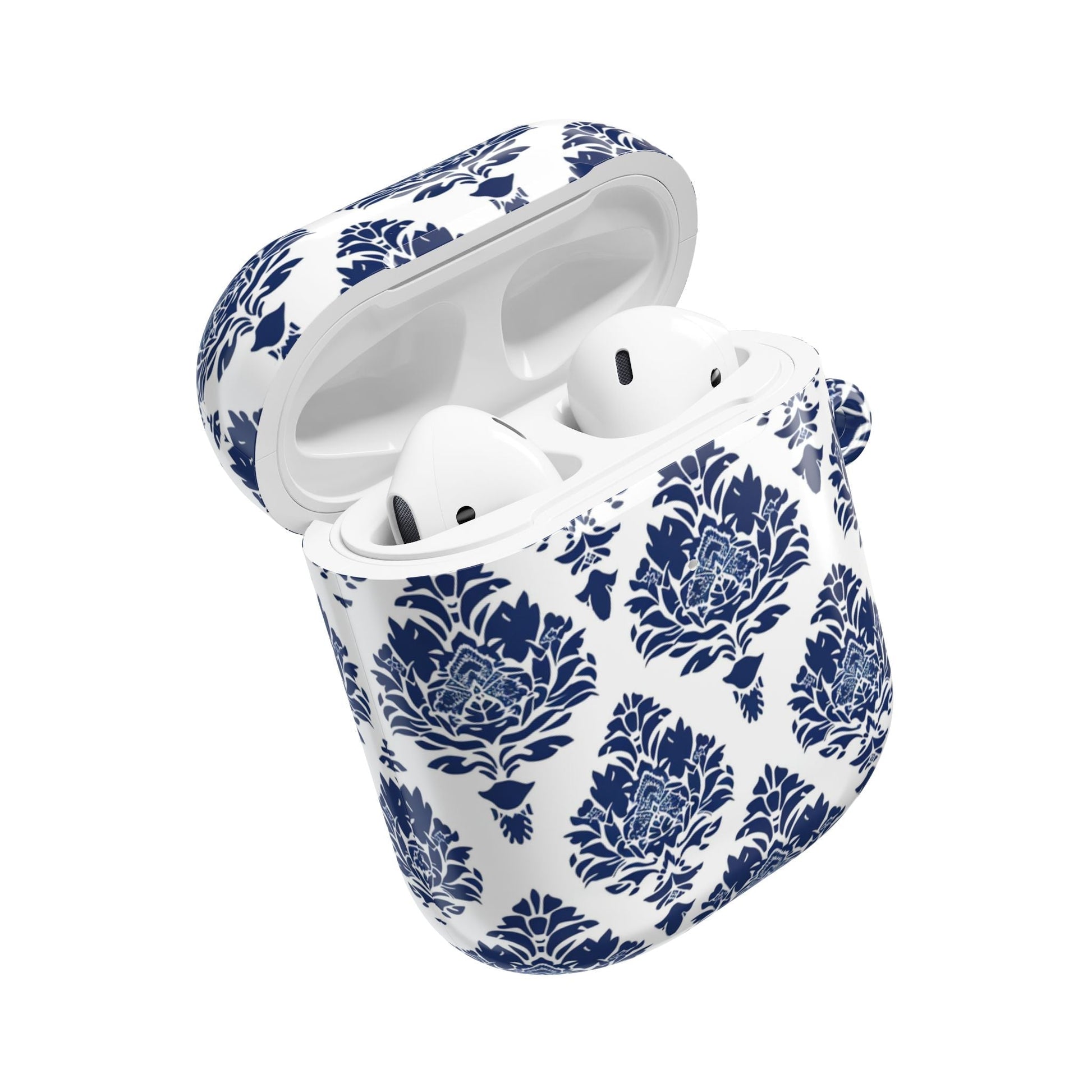 Damask Blue AirPod Case — Elegant Navy Floral Protective Cover - DIGITAL X
