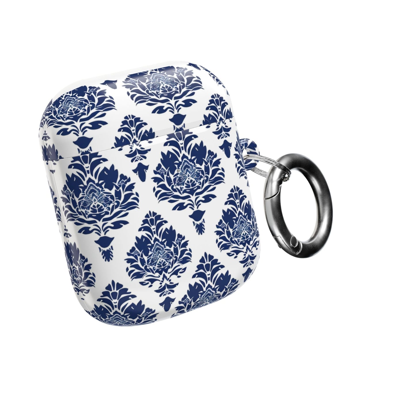 Damask Blue AirPod Case — Elegant Navy Floral Protective Cover - DIGITAL X