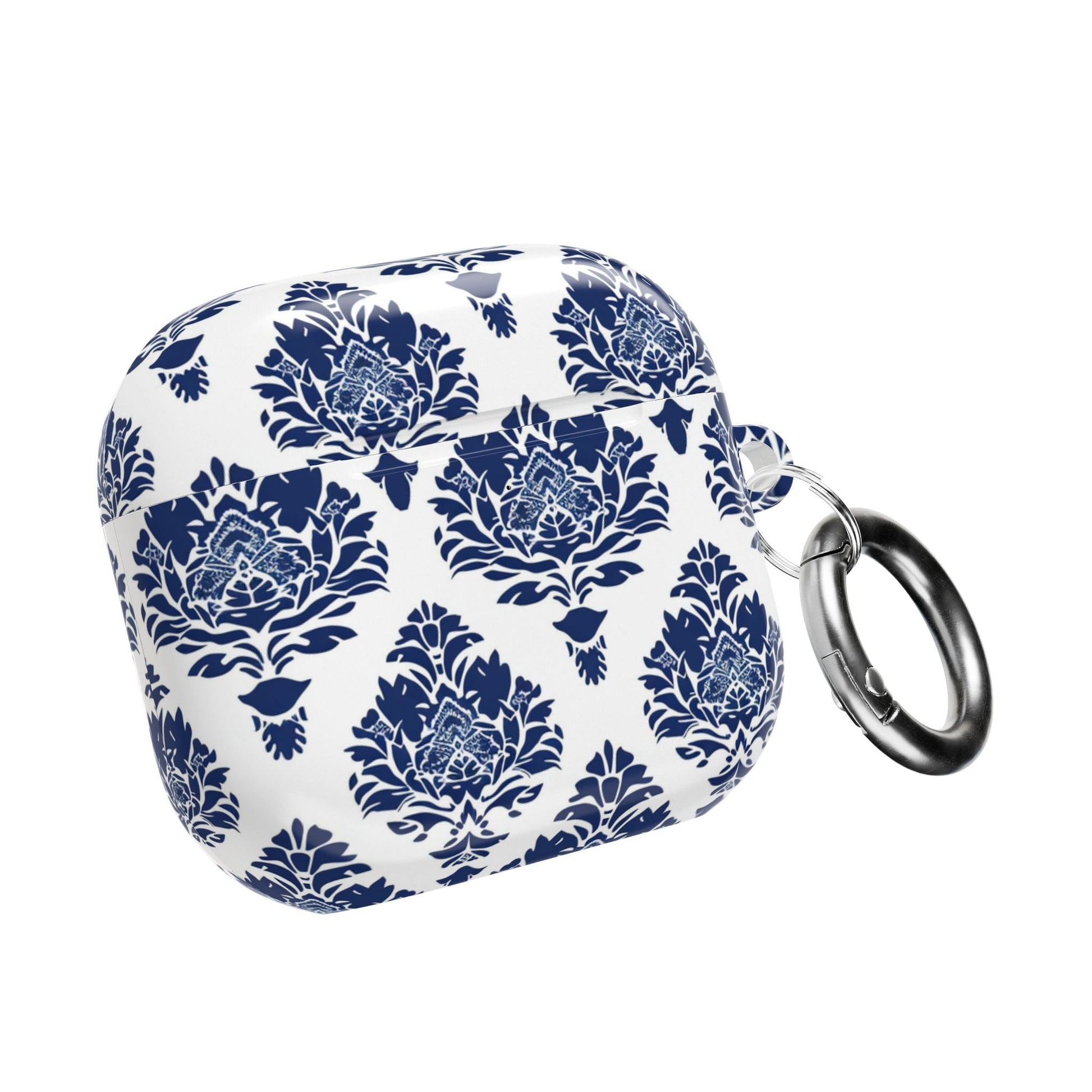 Damask Blue AirPod Case — Elegant Navy Floral Protective Cover - DIGITAL X