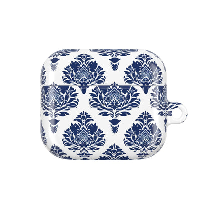 Damask Blue AirPod Case — Elegant Navy Floral Protective Cover - DIGITAL X