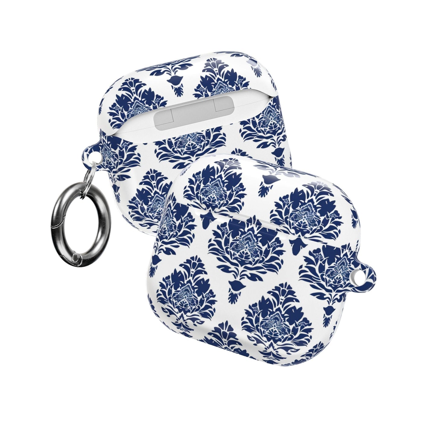 Damask Blue AirPod Case — Elegant Navy Floral Protective Cover - DIGITAL X