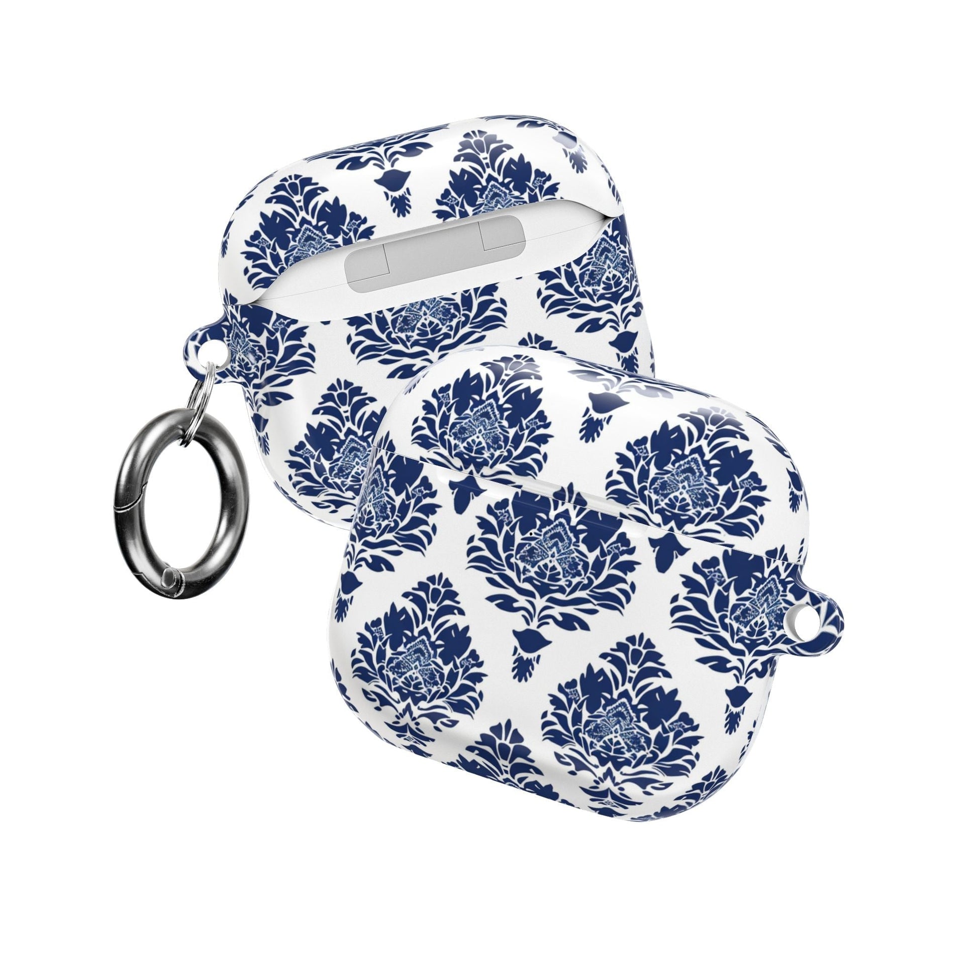 Damask Blue AirPod Case — Elegant Navy Floral Protective Cover - DIGITAL X
