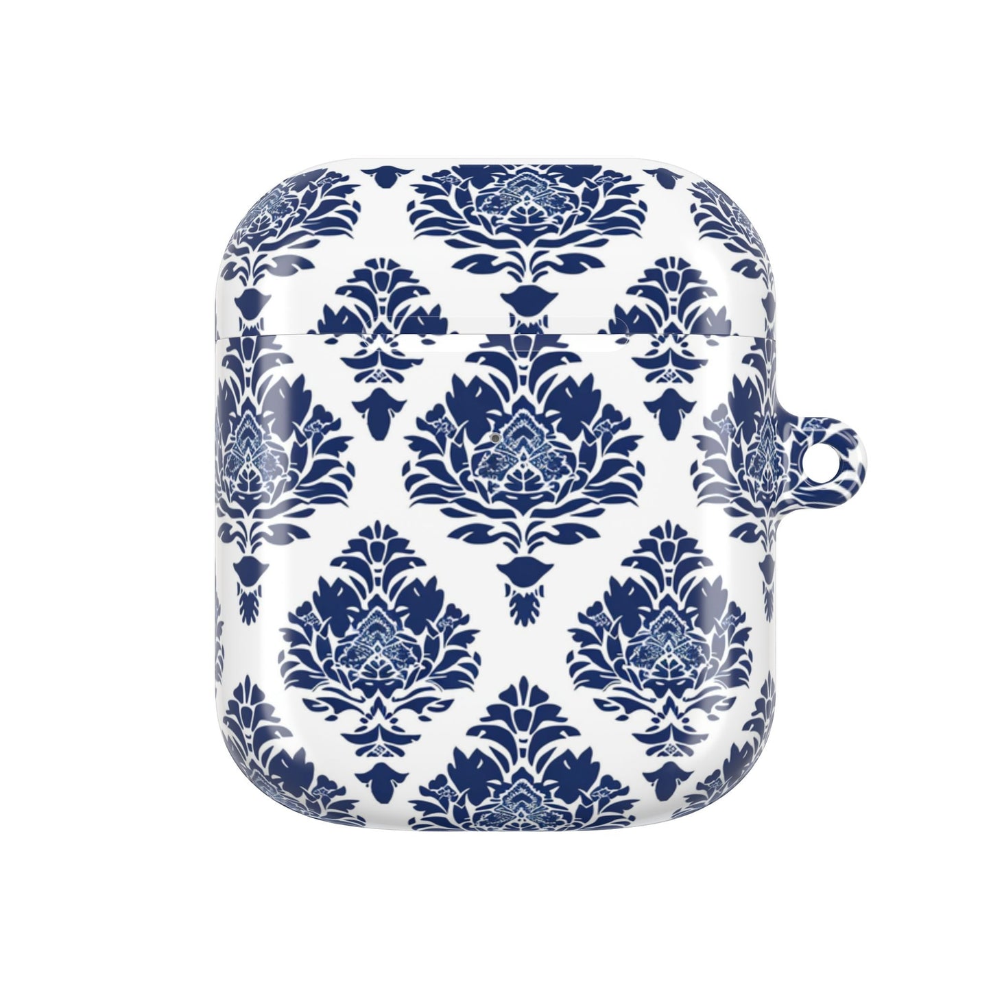 Damask Blue AirPod Case — Elegant Navy Floral Protective Cover - DIGITAL X