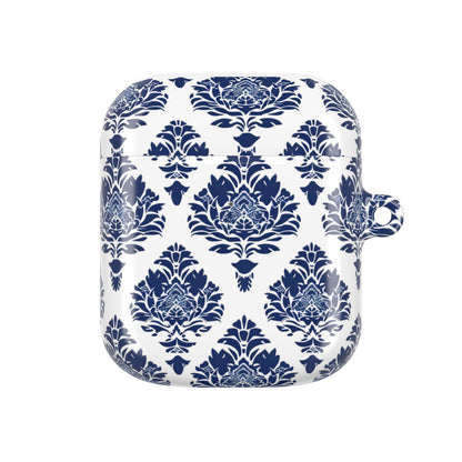 Damask Blue AirPod Case — Elegant Navy Floral Protective Cover - DIGITAL X