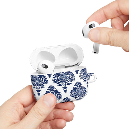 Damask Blue AirPod Case — Elegant Navy Floral Protective Cover - DIGITAL X