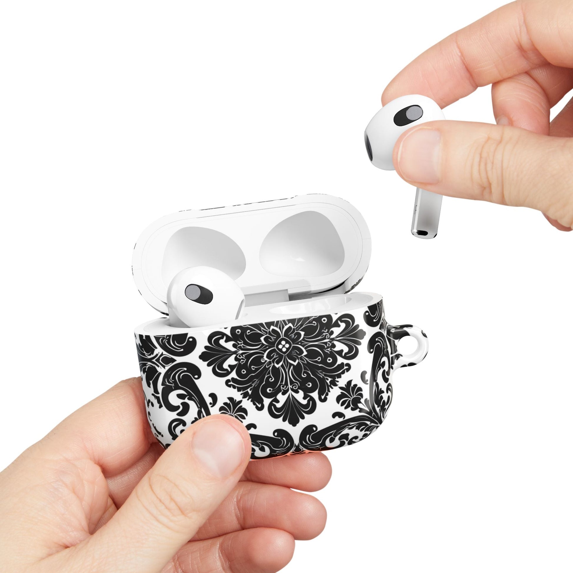 Damask Pattern AirPod Case — Black & White Elegant Protective Cover - DIGITAL X
