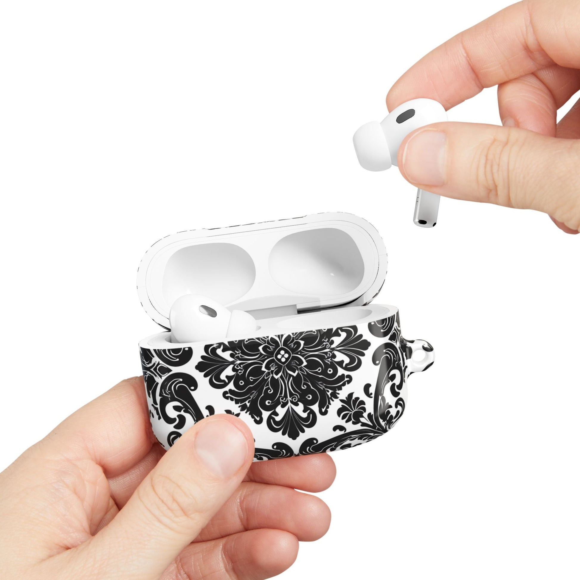 Damask Pattern AirPod Case — Black & White Elegant Protective Cover - DIGITAL X