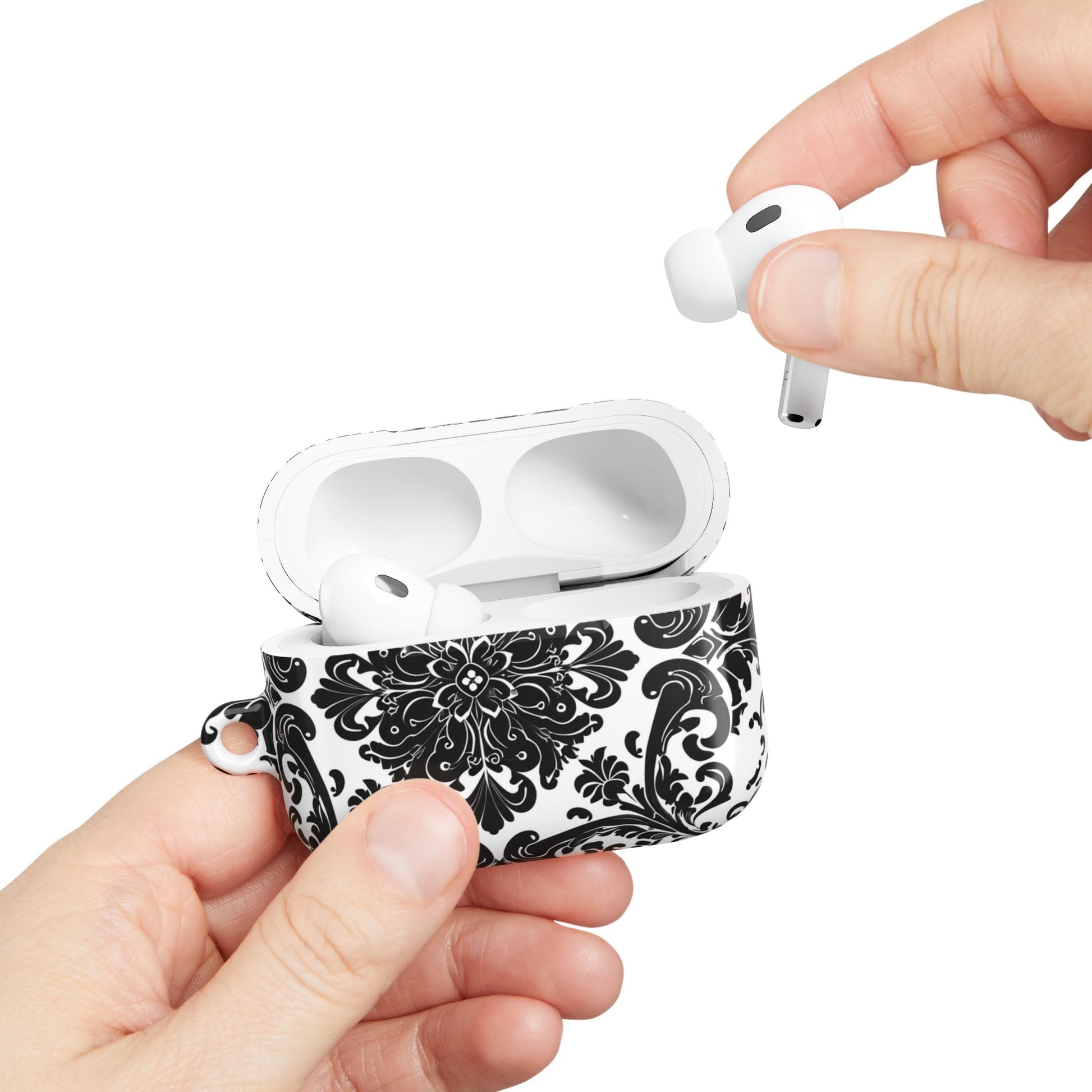 Damask Pattern AirPod Case — Black & White Elegant Protective Cover - DIGITAL X