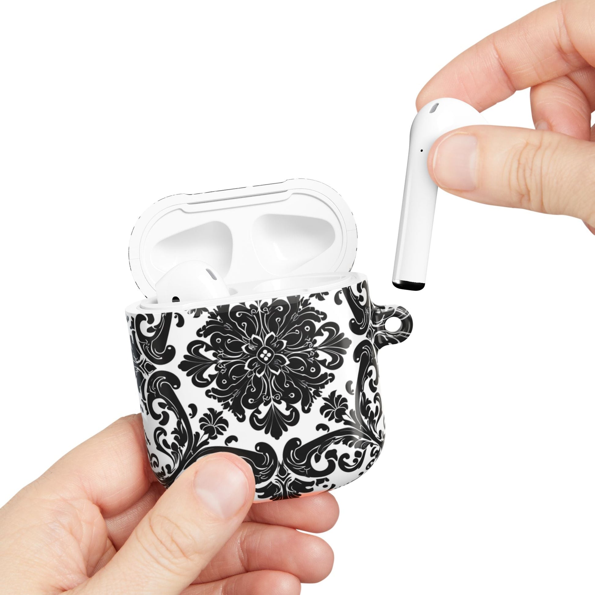 Damask Pattern AirPod Case — Black & White Elegant Protective Cover - DIGITAL X