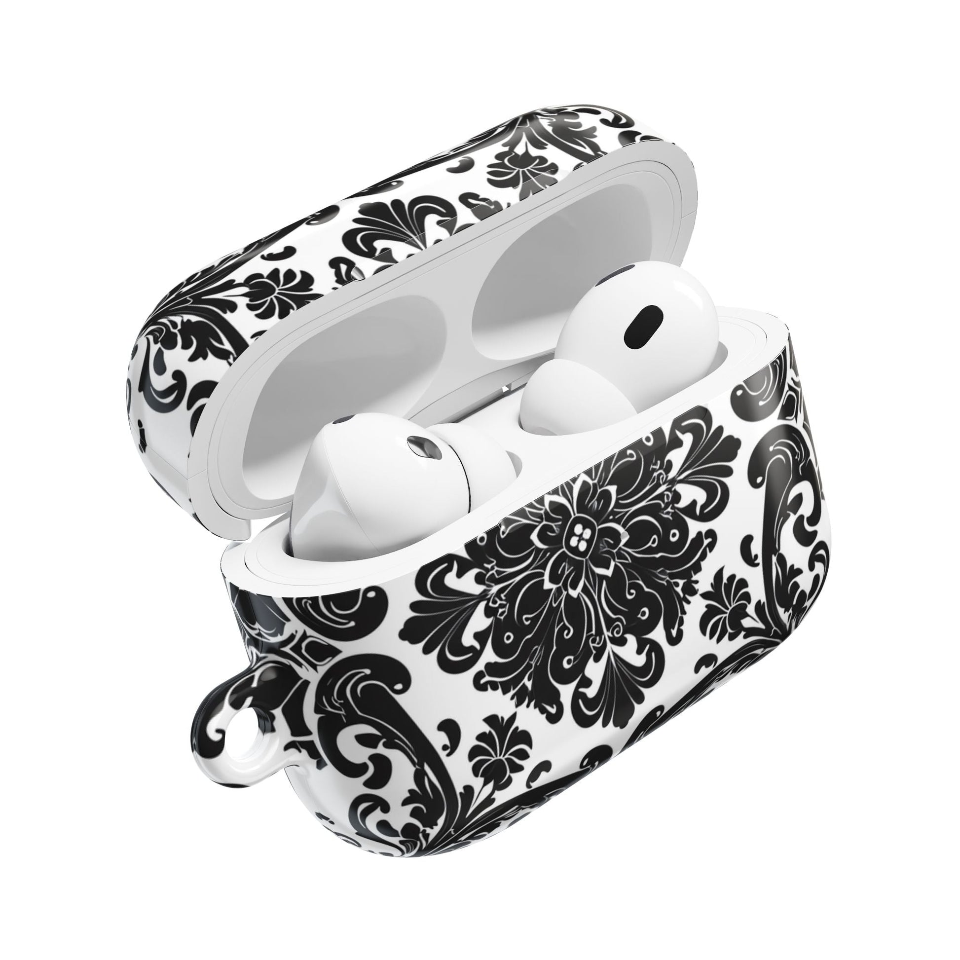 Damask Pattern AirPod Case — Black & White Elegant Protective Cover - DIGITAL X