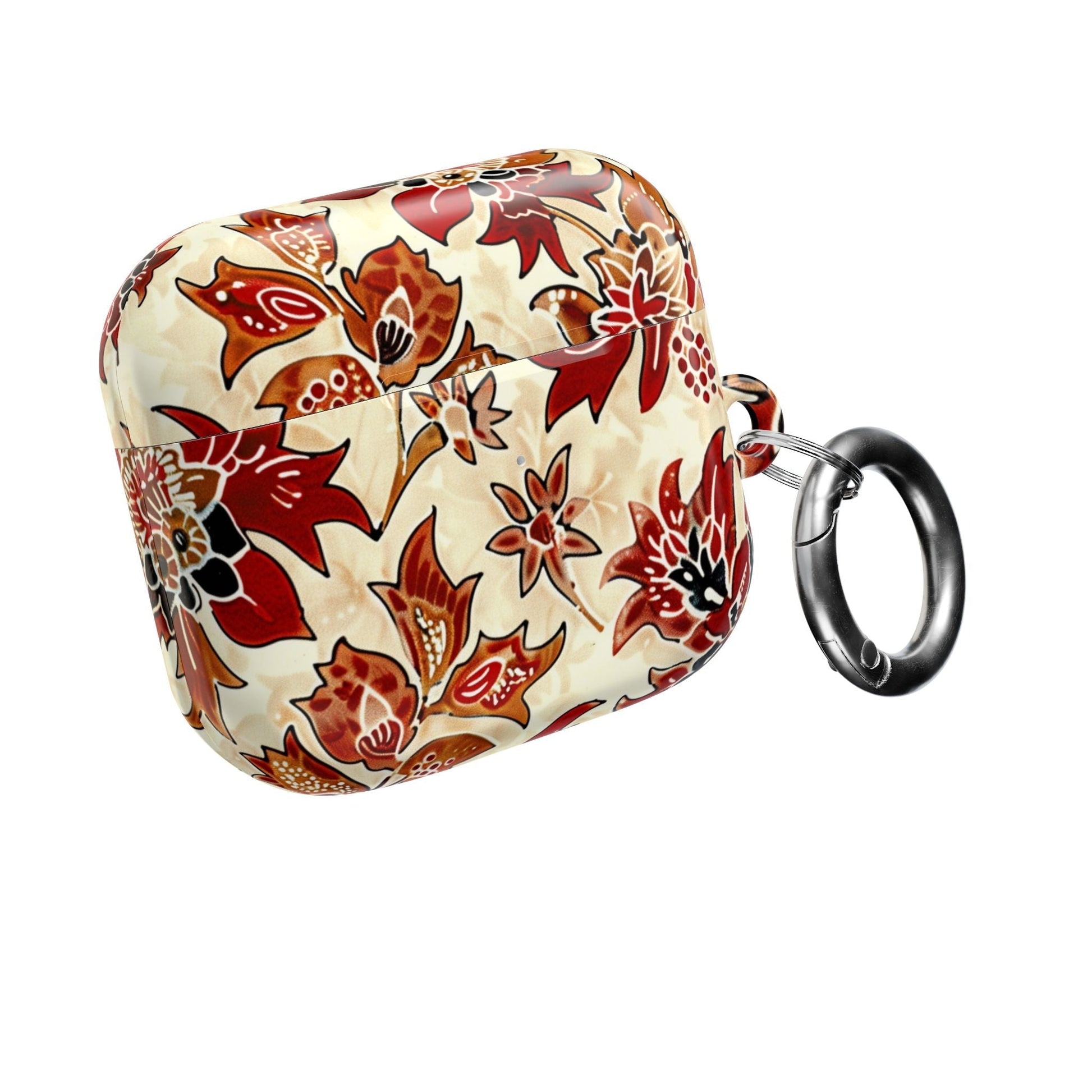 Floral Autumn Pattern AirPod Case — Vintage Red & Beige Protective Cover - DIGITAL X