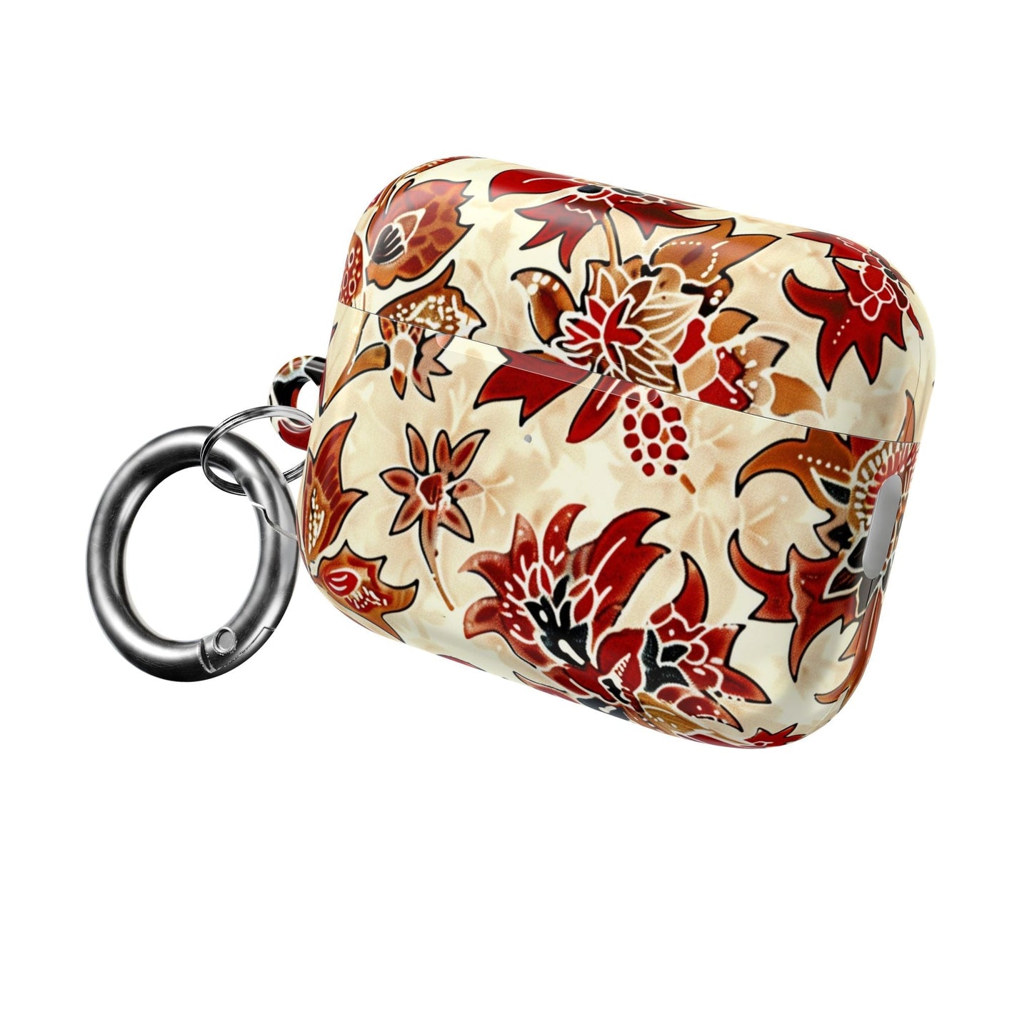 Floral Autumn Pattern AirPod Case — Vintage Red & Beige Protective Cover - DIGITAL X