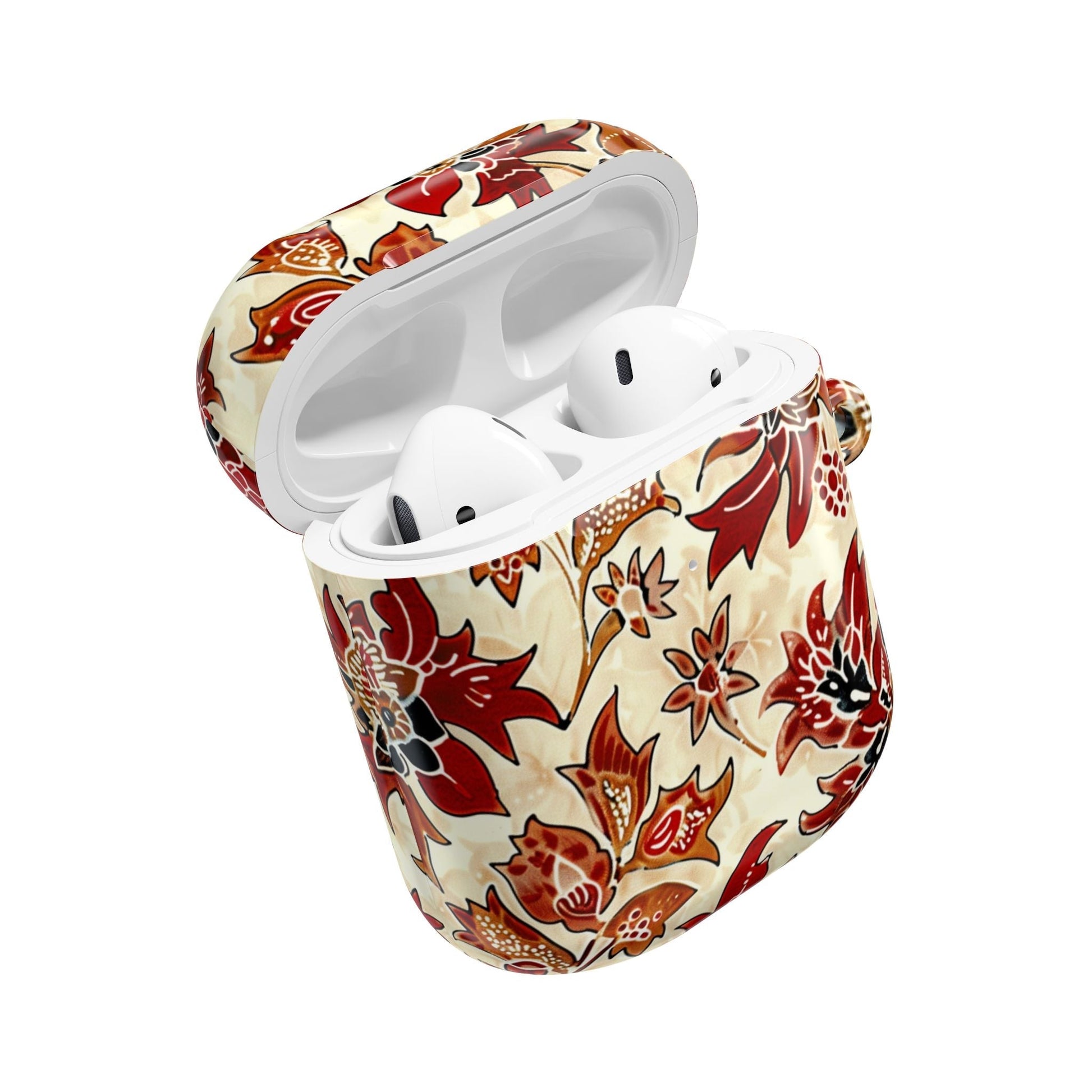 Floral Autumn Pattern AirPod Case — Vintage Red & Beige Protective Cover - DIGITAL X