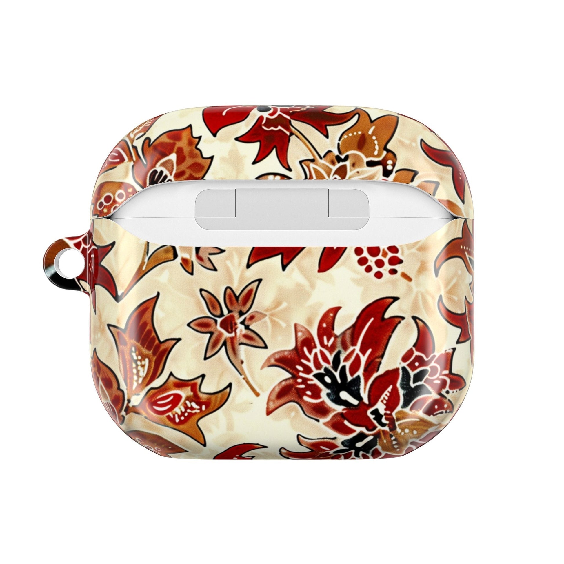 Floral Autumn Pattern AirPod Case — Vintage Red & Beige Protective Cover - DIGITAL X